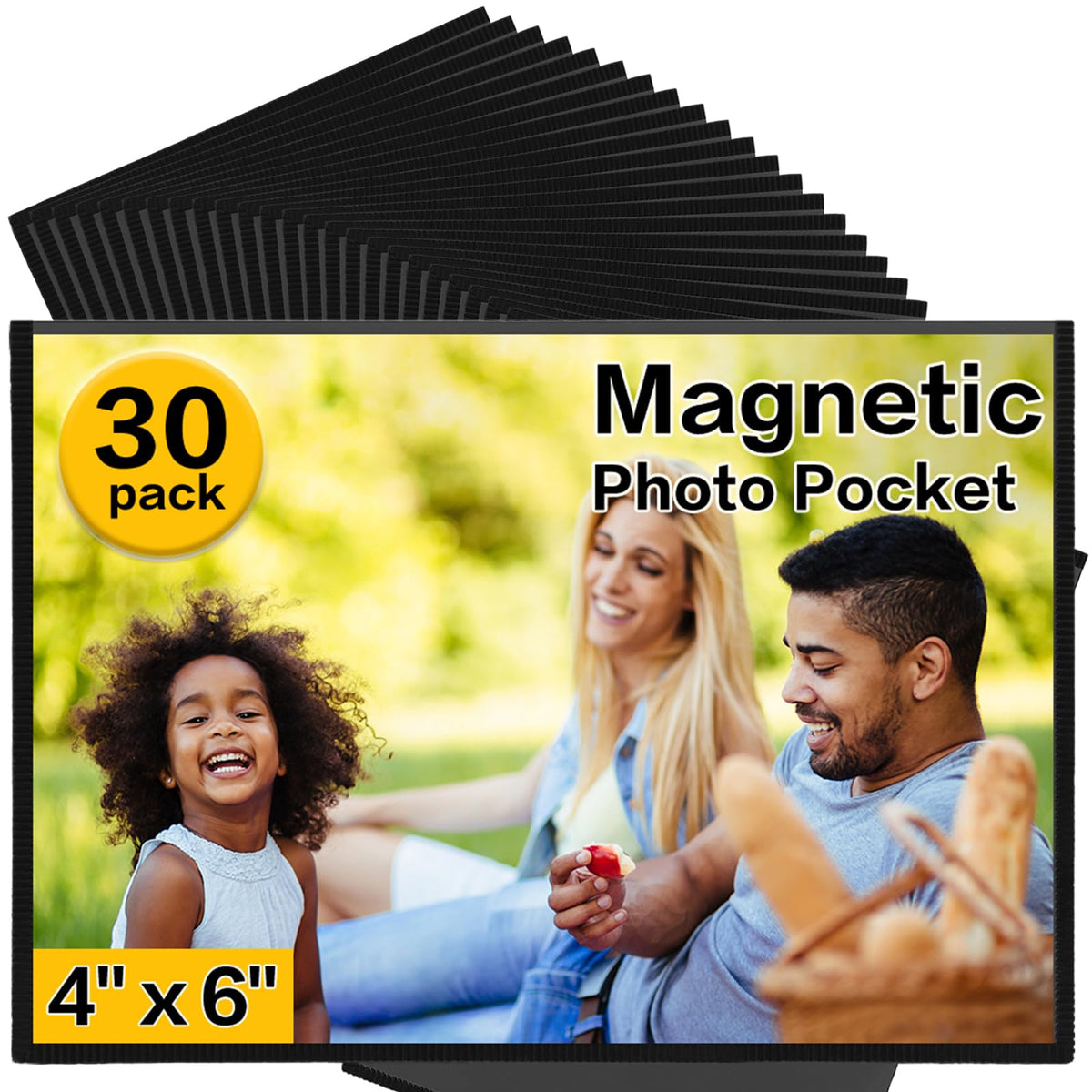 YixangDD 15 Pack Magnetic Picture Frames for Refrigerator, 4x6 Inch, Black