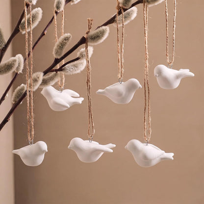 Rtteri 6 Pcs Mini Christmas Dove Ornaments for Tree Turtle Dove Decorations