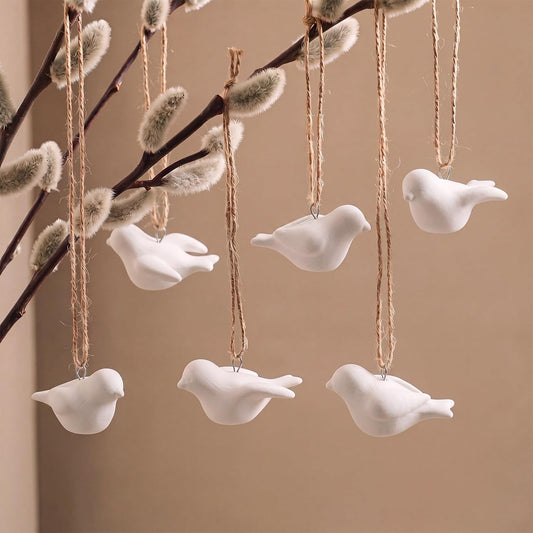 Rtteri 6 Pcs Mini Christmas Dove Ornaments for Tree Turtle Dove Decorations