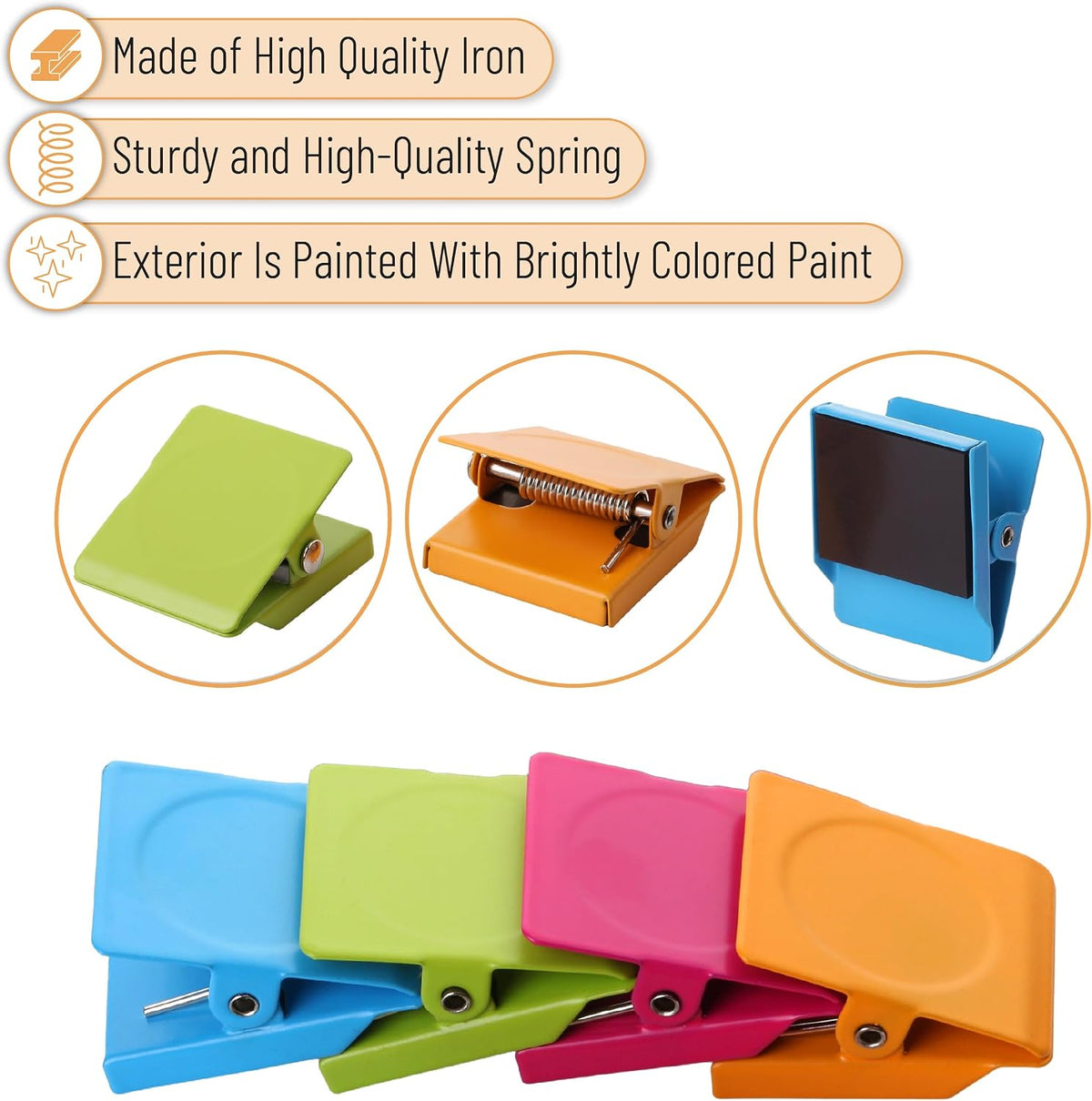 Mr. Pen- Magnetic Clips, 8 pcs, Assorted Color, 1.2”, Metal Clips