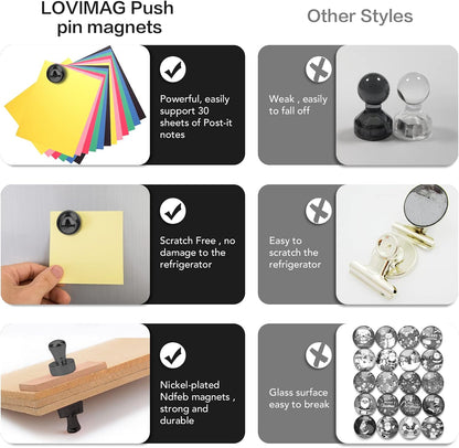LOVIMAG Fridge Magnets 20 Pack Magnet Refrigerator Locker Whiteboard Black
