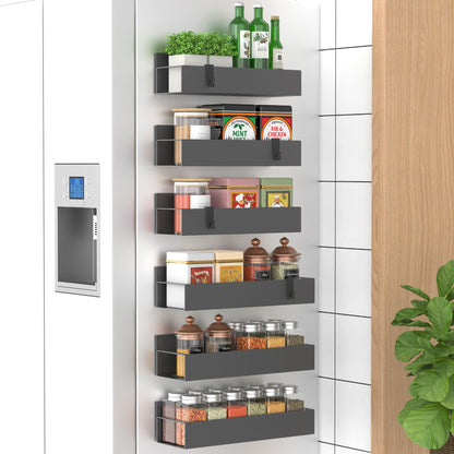 HuggieGems Metal Magnetic Spice Rack for Refrigerator Black, 4 Pack