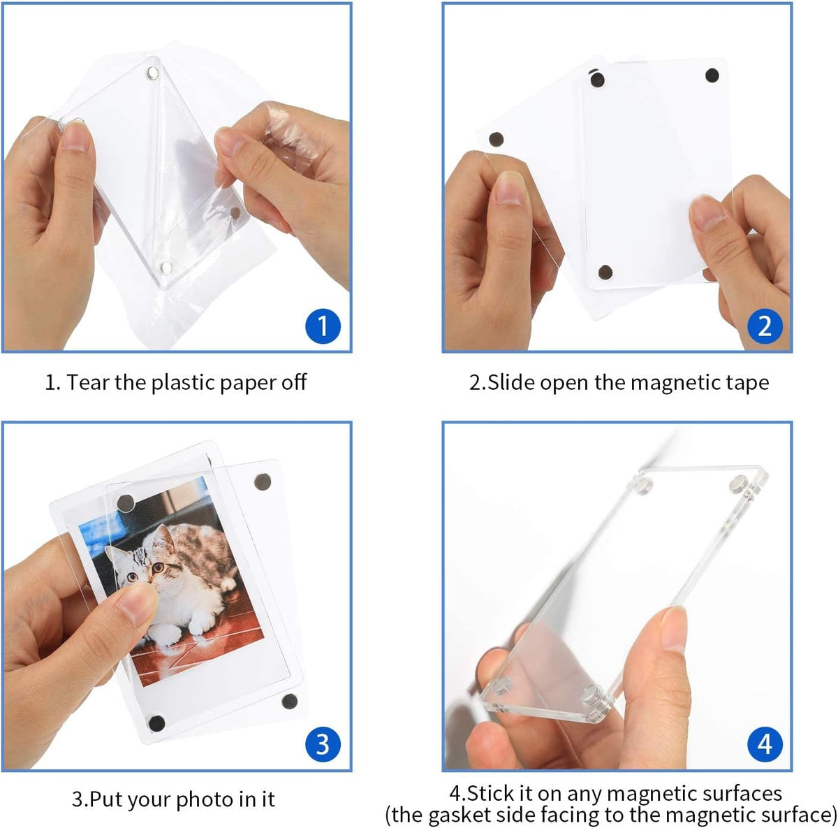ONE WALL 10 Pack Acrylic Fridge Magnetic Frame, 2.36x3.54 Polaroid Frame