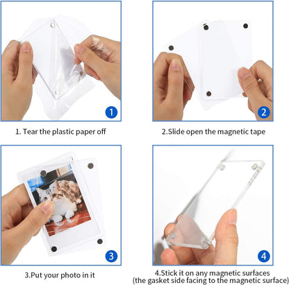 ONE WALL 10 Pack Acrylic Fridge Magnetic Frame, 2.36x3.54 Polaroid Frame