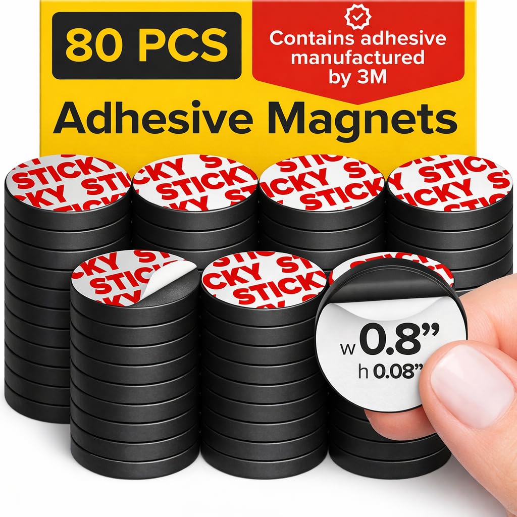 Sticky Flexible Adhesive Magnets for Crafts, 0.8"x0.08" (20x2mm), 120 pcs