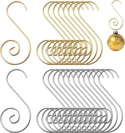 80 Pcs Christmas Ornament Hooks, Stainless Steel S Hooks for Holding Christmas Balls - Gold and Silver