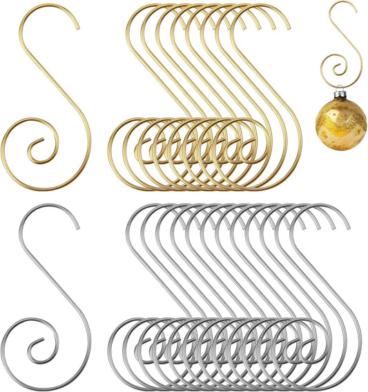 80 Pcs Christmas Ornament Hooks, Stainless Steel S Hooks for Holding Christmas Balls - Gold and Silver