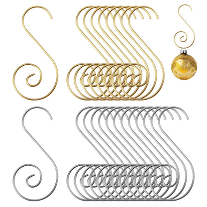 80 Pcs Christmas Ornament Hooks, Stainless Steel S Hooks for Holding Christmas Balls - Gold and Silver