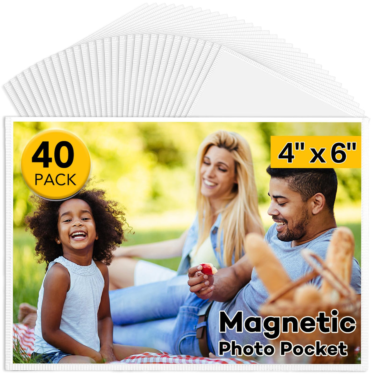 YixangDD 15 Pack Magnetic Picture Frames for Refrigerator, 4x6 Inch, Black