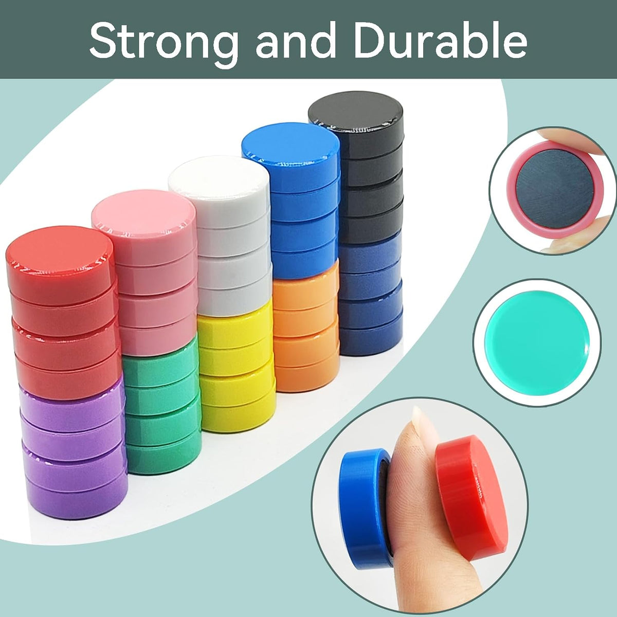 Fridge Magnets, 20 Pack 10 Colors Strong Small Round for Whiteboard