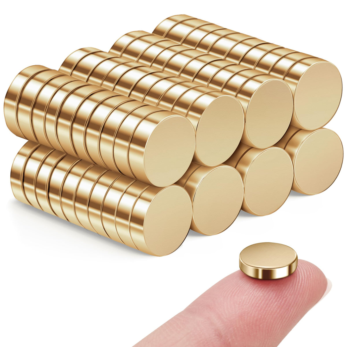 SMARTAKE 45 Pcs Refrigerator Magnets, 10x2.6mm Small Fridge Magnets, Silver