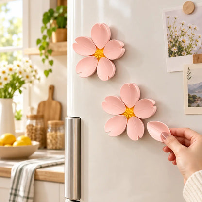 Cherry Blossom Magnetic Fridge Clips, Cute Flower Refrigerator Magnets & Snack Bag Sealing Clips, Reusable Kitchen Food Storage Clips for Home, Office & Fridge Decor
