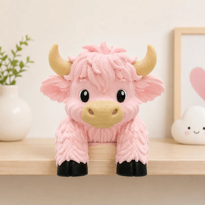 Highland Cow Monitor Buddy and Screen Sitter, 3D Printed Emotional Support Desk Companion and Office Decor-YY0