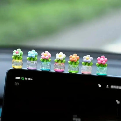 7pcs Mini Resin Flower Potted Plants Compact Realistic Decor Ornaments Small Desktop Figurines For Car Dashboard Office Desk Mother Gift Camping And Picnic Decoration.sohochic.