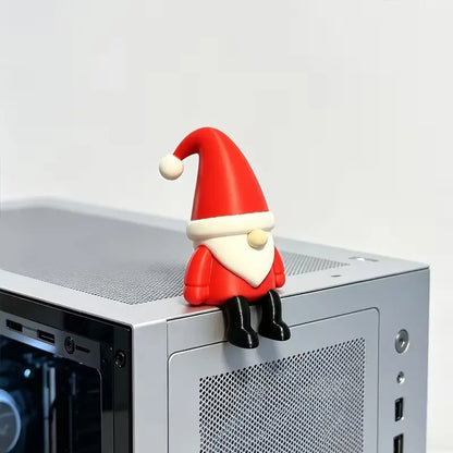 Dwarf Santa Claus Sitting Statue, Mini Christmas Ornament, Cute Ornament, Ideal for Bookshelf Edge, Office Desk, Home Desktop Decor