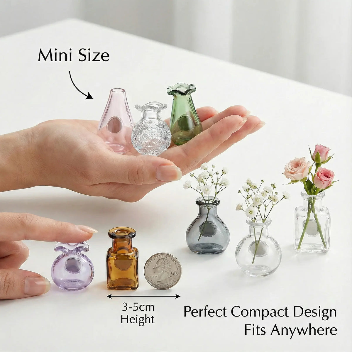 Compact Round Magnetic Mini Hydroponic Glass Vase Fridge Magnets Set - Real Flower Propagation Station, Fridge Decor Blooms, Cute Kitchen & Locker Gift for Graduation Nurses Week