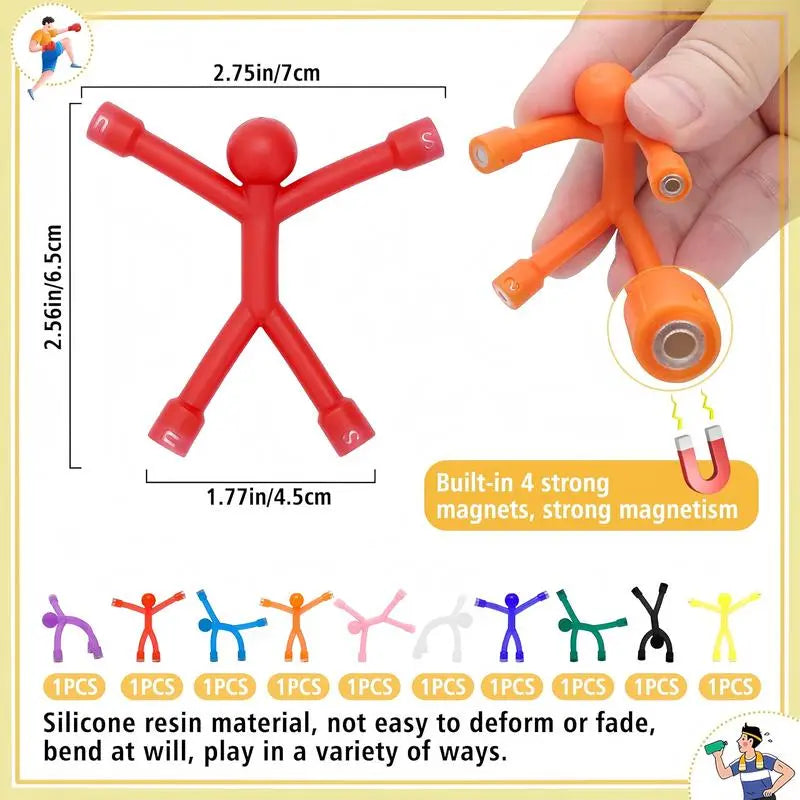 10-Pack Magnetic Fidget People Figures Maths Tactile Educational Sensory Building Toys - Small Size Fridge Magnets, Easter Gift Ideas for Kids, Stress Relief Set Pack for Anxious Kids, Travel Essentials