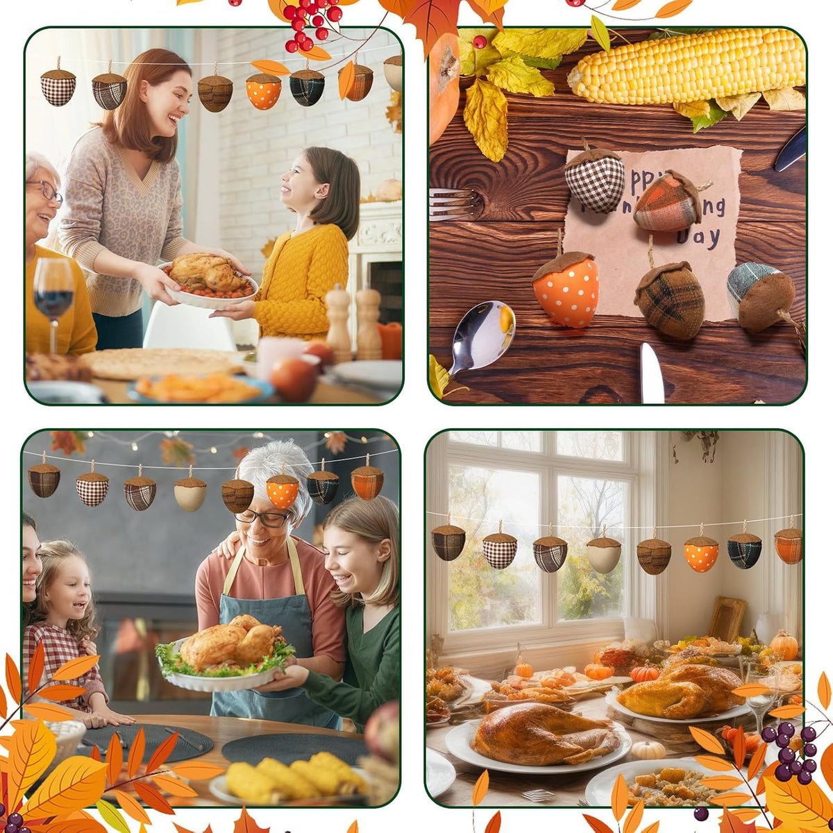 SmoothNovelty 12 Pcs Fall Felt Acorn Ornaments Thanksgiving Hanging Decor