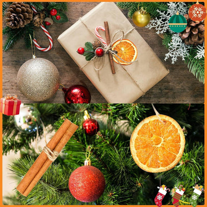 Christmas Ornaments Set, 31 Pcs Jute Tied Dried Orange Cinnamon Pinecone