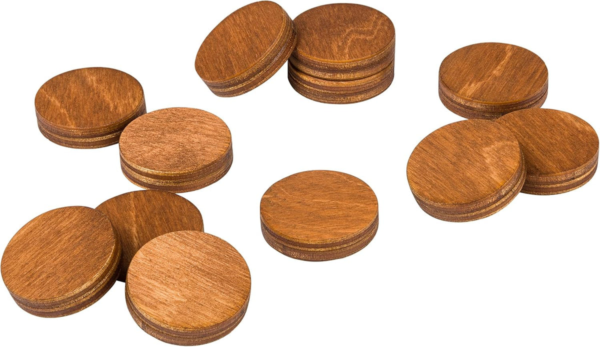 Wooden Fridge Magnets, Round, Brown Small Size, 12 pcs