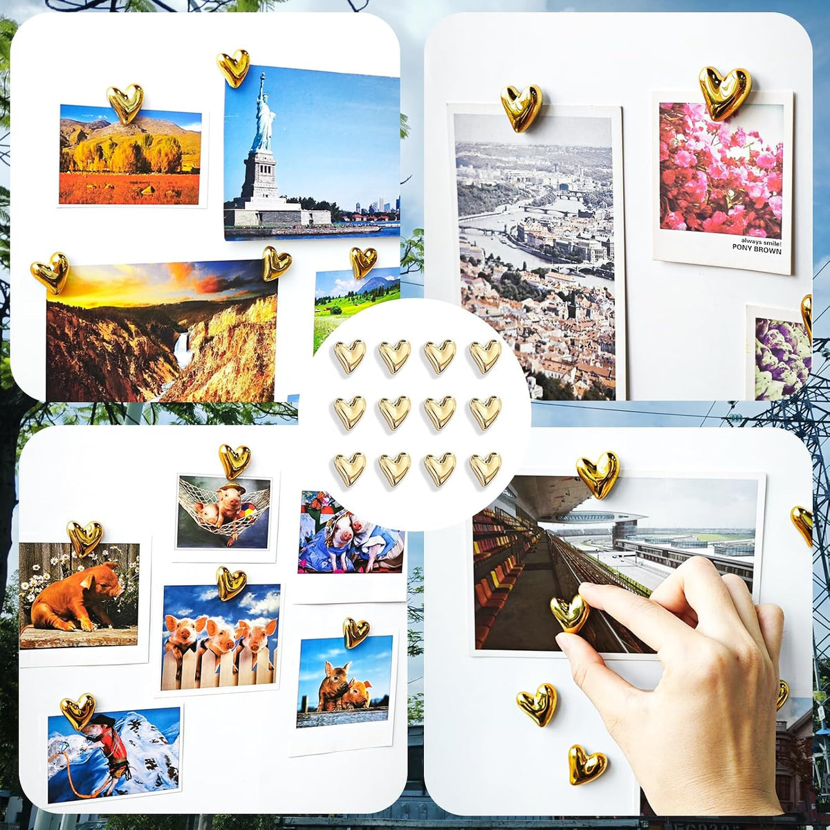 12PCS Refrigerator Magnets Gold Magnets for Fridge 0.83in Small