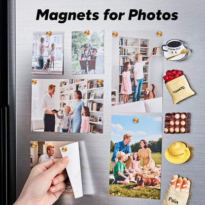 SMARTAKE 45 Pcs Refrigerator Magnets, 10x2.6mm Small Fridge Magnets, Gold