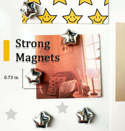 Fridge Magnets,15Pcs Silver Star Magnets Refrigerator Decorative