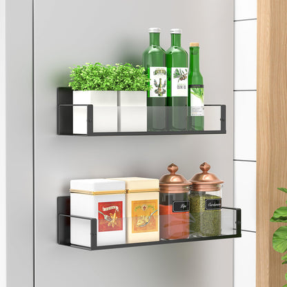 HuggieGems Metal Magnetic Spice Rack for Refrigerator Black, 4 Pack
