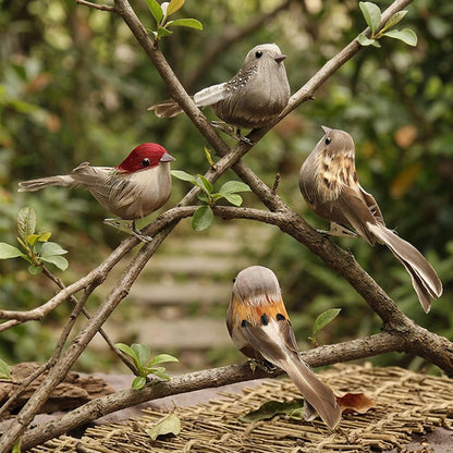 12 Pack Clip-on Artificial Feather Birds - Realistic Fake Sparrow Ornaments for Christmas Tree Wreath Yard Patio Garden Home Decor