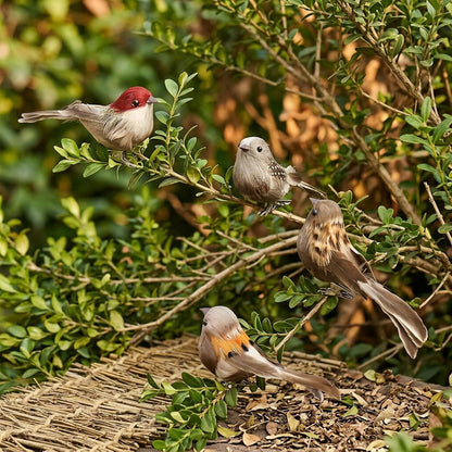 12 Pack Clip-on Artificial Feather Birds - Realistic Fake Sparrow Ornaments for Christmas Tree Wreath Yard Patio Garden Home Decor