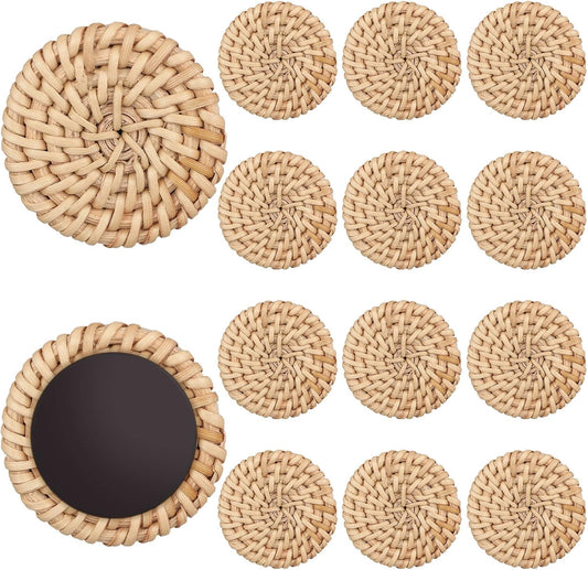 12 Pcs Rattan Fridge Magnets, Boho Decorative Refrigerator Magnets, 1.18 in