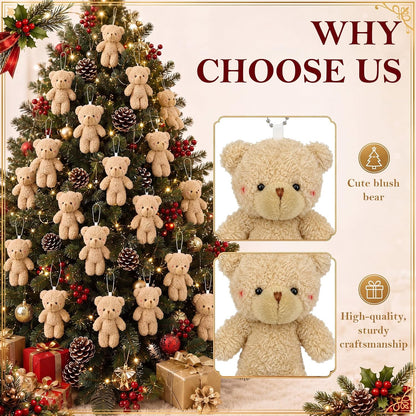 Blueweenly 24 Pcs Christmas mini Bear Bulk Ornaments, 4.72 Inch Stuffed