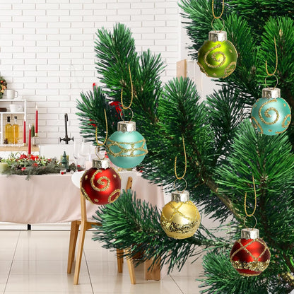 24 Pcs Christmas Mini Glass Ball Ornaments, Mini Glitter Xmas Hanging Balls