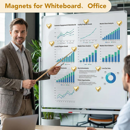 18 Pcs Heart Fridge Magnets for Refrigerator Locker Whiteboard Decor, Gold