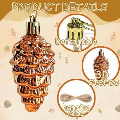 12 PCS Fall Tree Decorations Ornaments, 3D Plastic Fall Ornaments for Tree Pumpkin Leaves Pinecone Acorn Home Holiday Party Decor