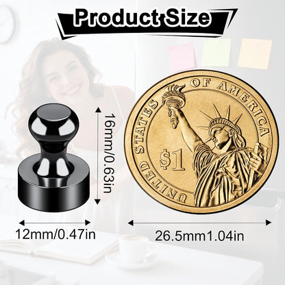 Metallic Magnets, Refrigerator Magnets, 20 Pack Black Magnetic Push Pins, Strong Fridge Magnets, Multi-use Whiteboard Magnets Perfect for Kitchen Office Classroom
