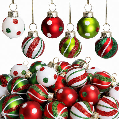 24 Pcs Christmas Mini Glass Ball Ornaments, Mini Glitter Xmas Hanging Balls