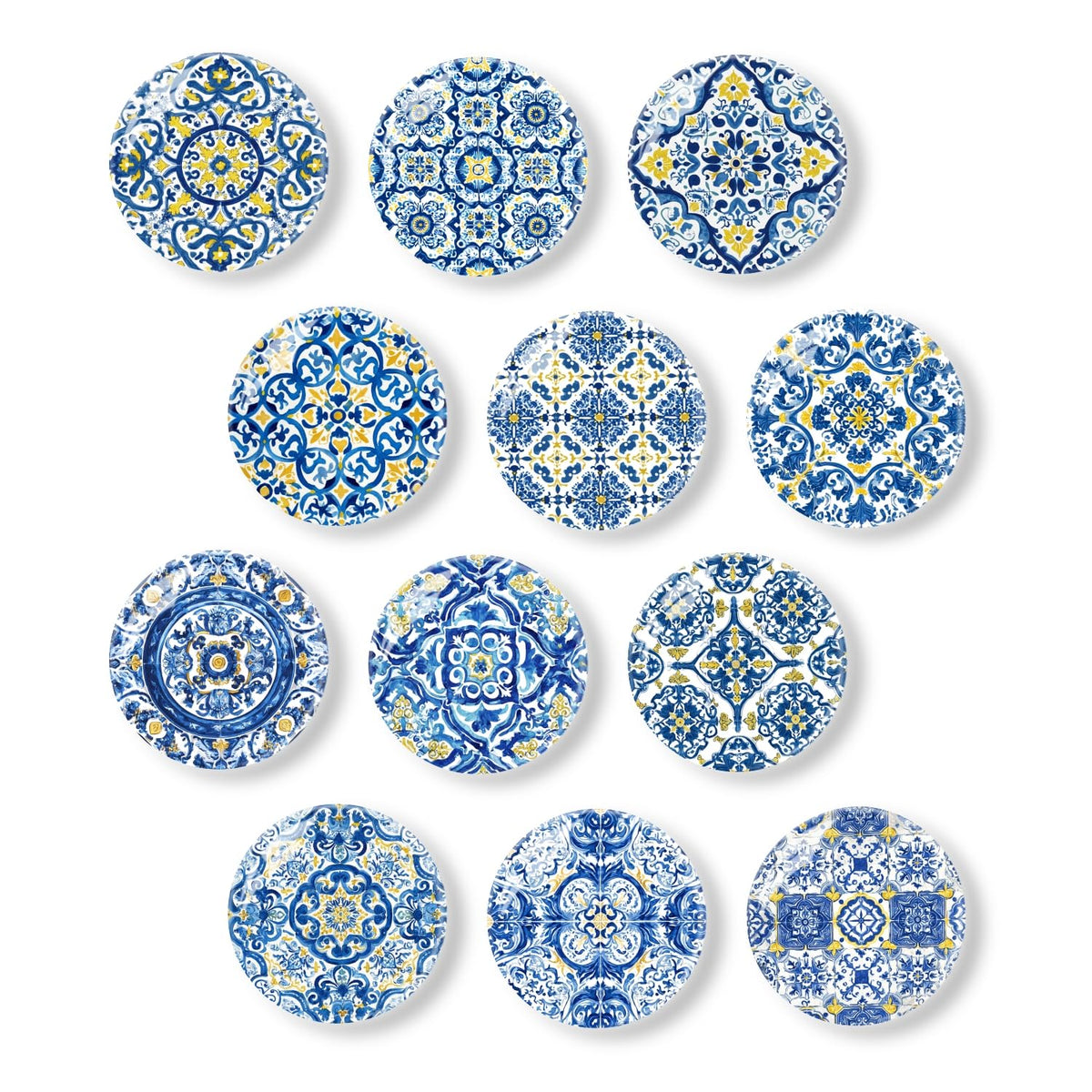 12Pcs Refrigerator Magnets Blue and White Glass Mini Strong Fridge Magnets Aesthetic Magnets for Office,School,Whiteboards,Cabinets-Blue Flower