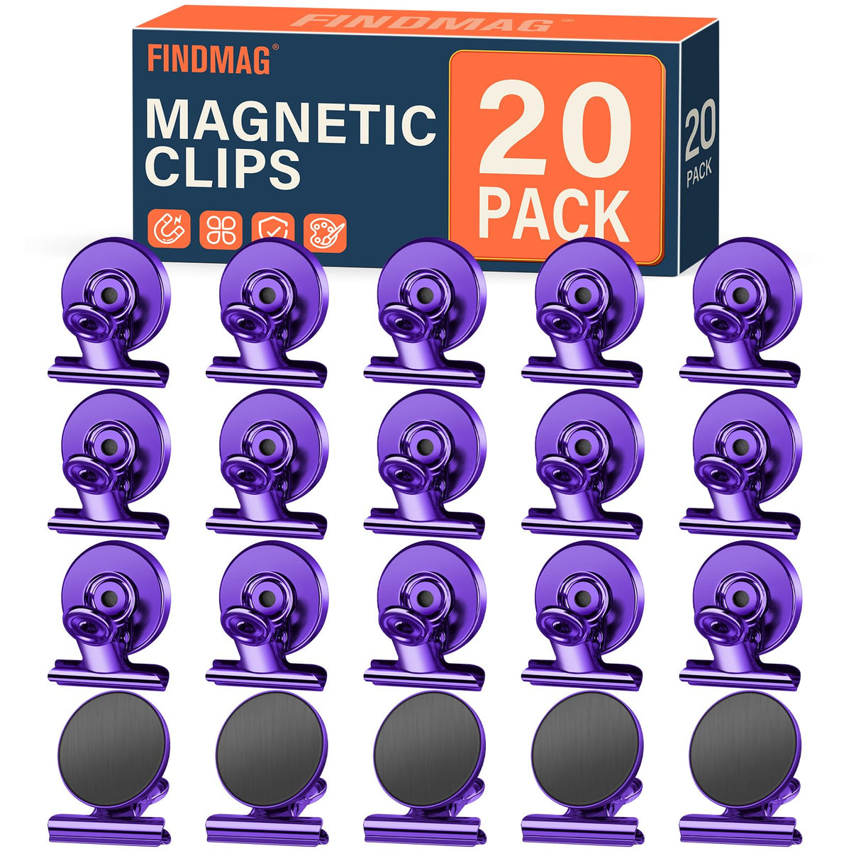 FINDMAG Fridge Magnets, Colorful Magnetic Clips for Fridge Notes, 12 Pack