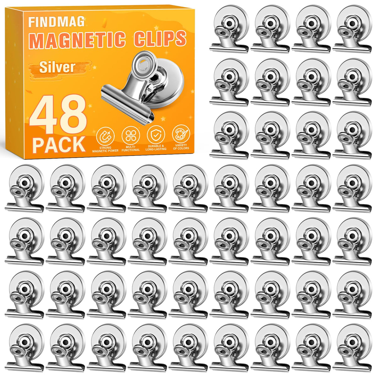 FINDMAG Fridge Magnets, Colorful Magnetic Clips for Fridge Notes, 12 Pack