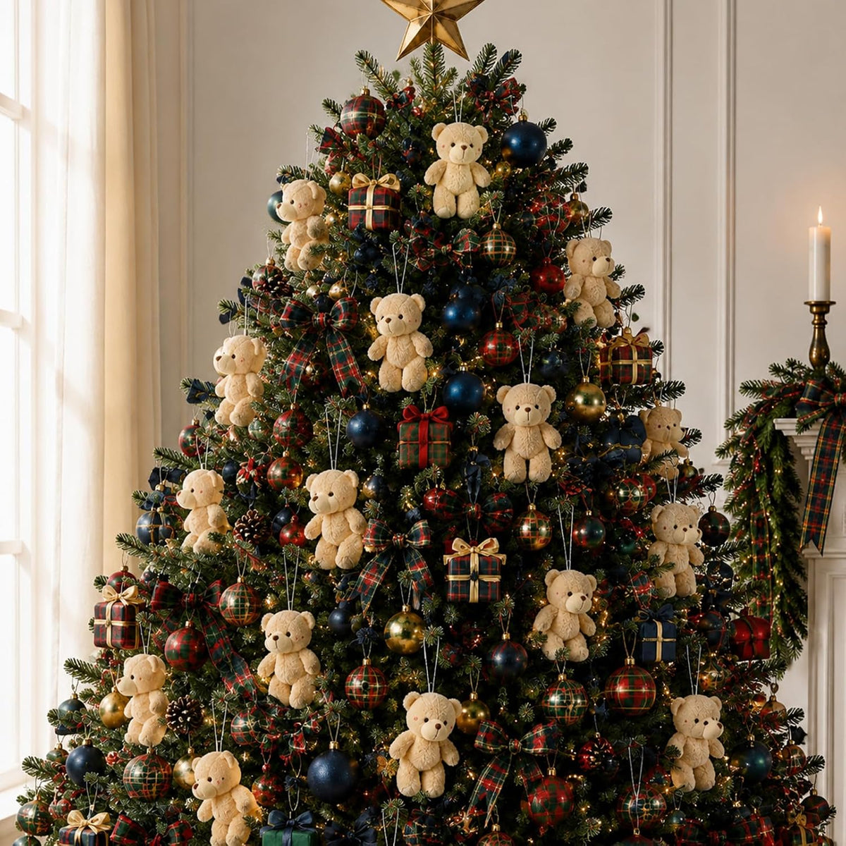 Blueweenly 24 Pcs Christmas mini Bear Bulk Ornaments, 4.72 Inch Stuffed