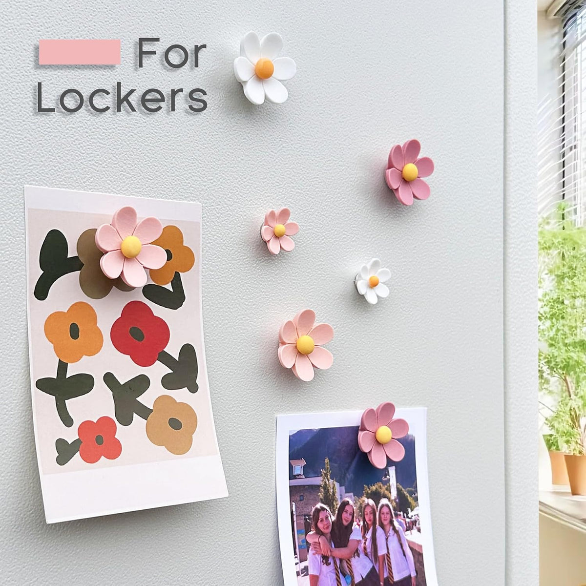 18 pcs - Cute Flower Magnet, Girl Pink Magnet for Fridge and Locker, Whiteboard, and Decoration（18 pcs - Flower-Pink