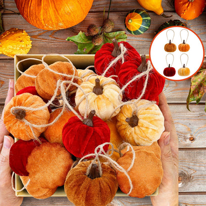 Halloscume 20 Pcs Pumpkin Ornament, Red, Dark Yellow, Light Yellow, Brown