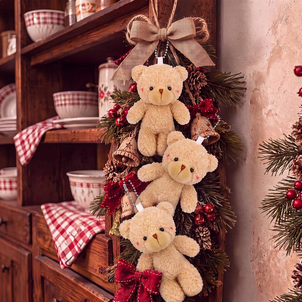 Blueweenly 24 Pcs Christmas mini Bear Bulk Ornaments, 4.72 Inch Stuffed
