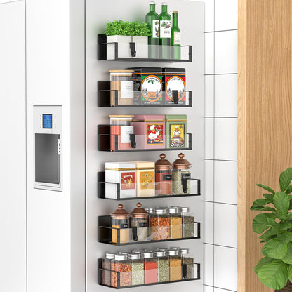 HuggieGems Metal Magnetic Spice Rack for Refrigerator Black, 4 Pack