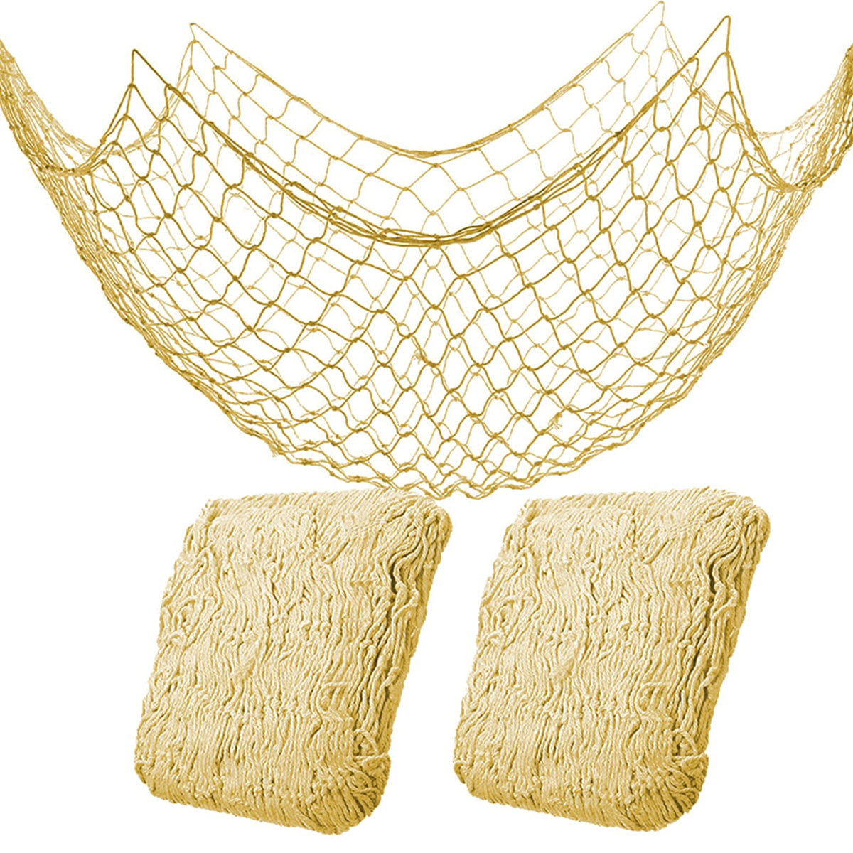 2 Pack Fish Net Decorations for Party, Natural Cotton Hawaiian Table Runner Party Fishing Net Decorative, Nautical Themed Decor Cotton Fishnet Under The Sea Pirate Ocean BeachHalloween Decor