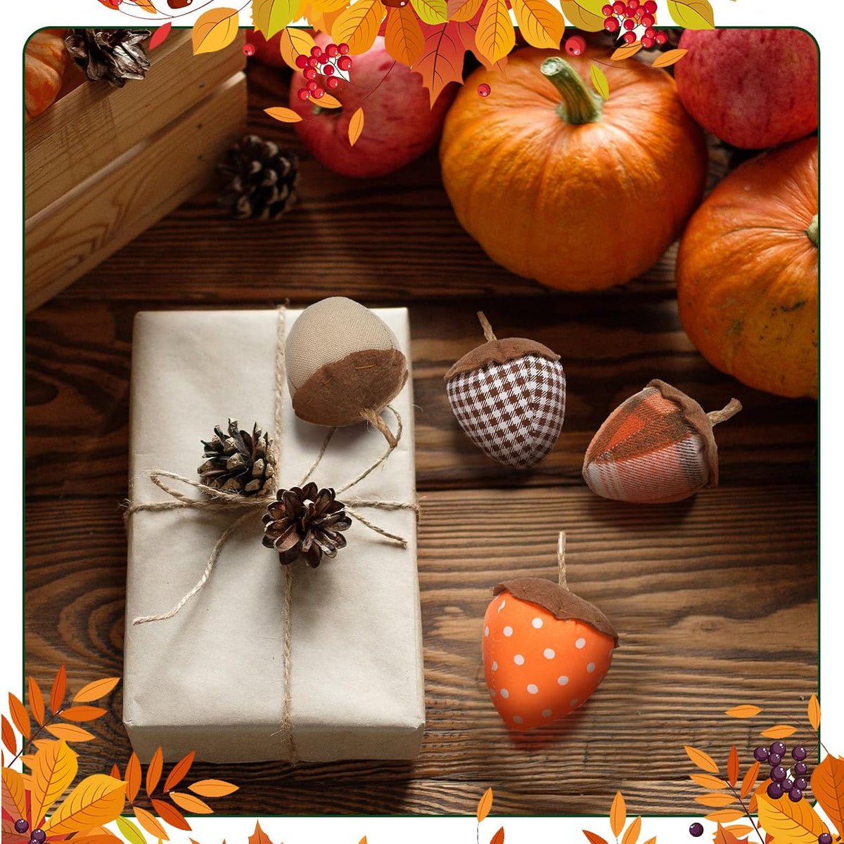 SmoothNovelty 12 Pcs Fall Felt Acorn Ornaments Thanksgiving Hanging Decor