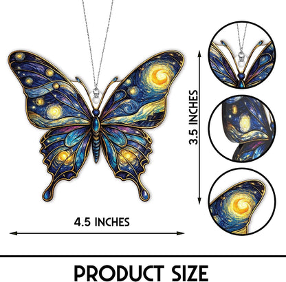 Butterfly Starry Night Christmas Ornaments 2026, Butterflies Suncatcher Ornament for Window Tree Decor, Christmas Decorations, Butterfly Gifts for Women, Unique Holiday Fantasy Gifts