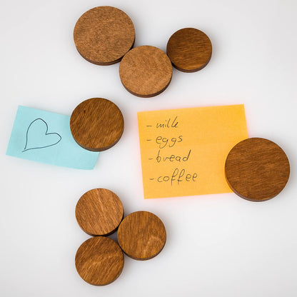 Wooden Fridge Magnets, Round, Brown Small Size, 12 pcs