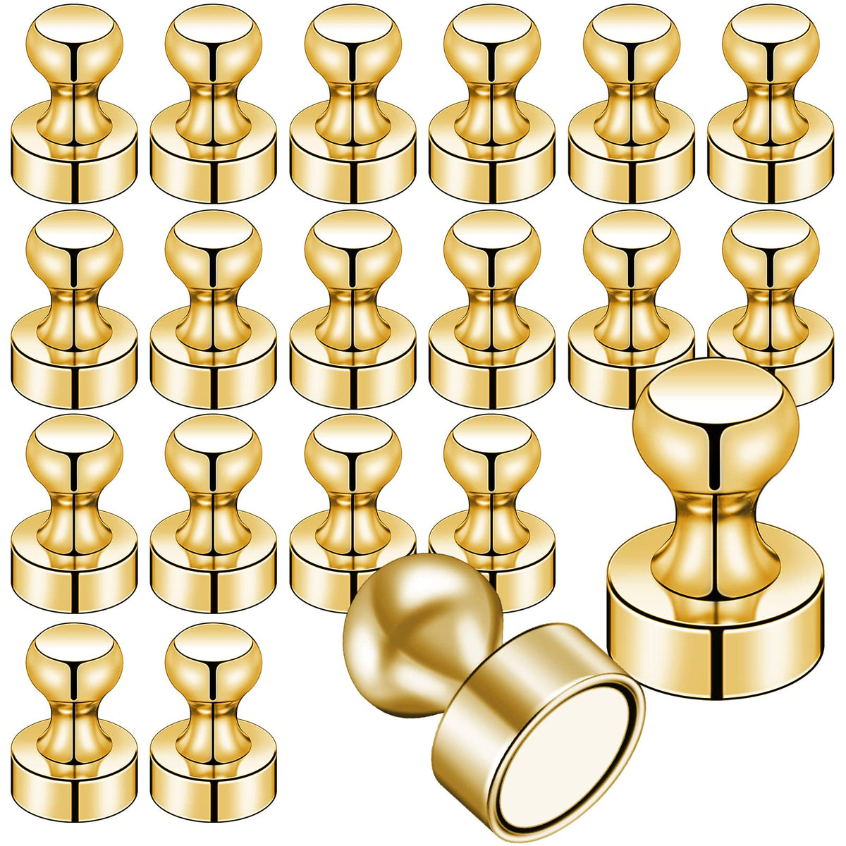 LOVIMAG Fridge Magnets 20 Pack Magnet Refrigerator Locker Whiteboard Gold